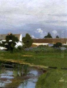 Landscape With A White House Behind The Trees by John Francis Murphy