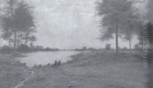 Wooded Landscape With Fisherman - view 1