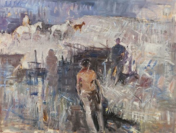 Figures And Horses In A Modernist Landscape - view 1