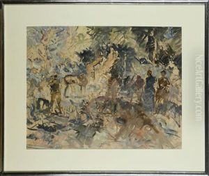 Landscape With Figures & Horse by Lawrence Murphy