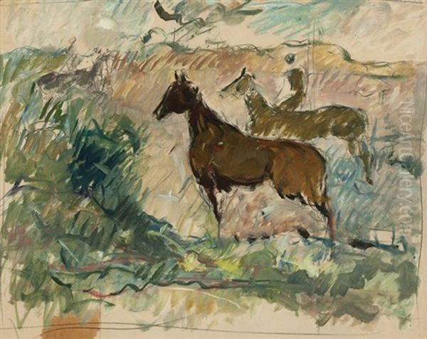 Two Horses With Figure - view 1