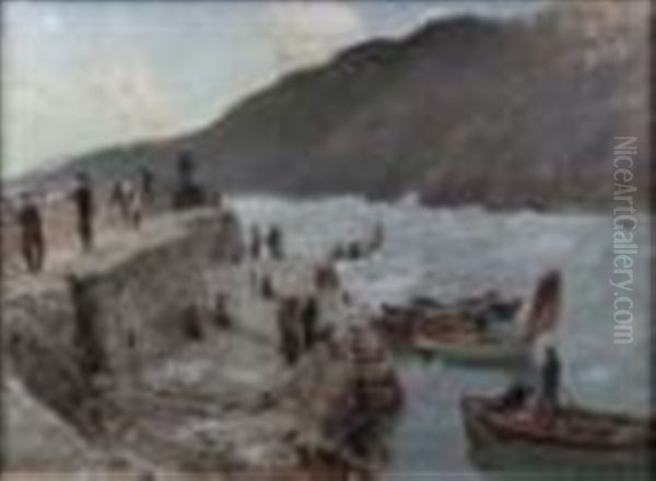Harbor Scene With Fishermen And Fishing Boats - view 1