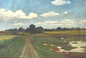 Pastoral Landscape With Country Lane And Marsh by Sir David Murray