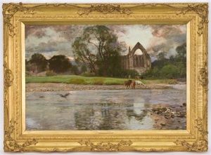 Cattle Watering At A Ruined Abbey by Sir David Murray