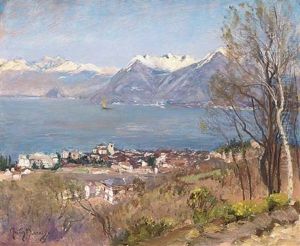 An Alpine Lake by Sir David Murray