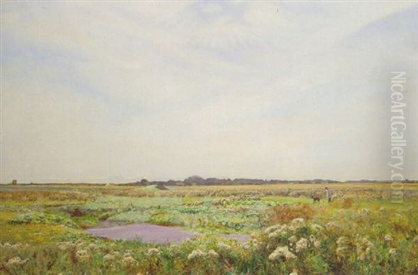 Spring Landscape With A Shepherd And His Dog - view 1