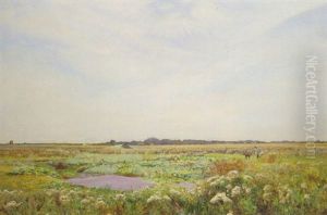 Spring Landscape With A Shepherd And His Dog by Sir David Murray