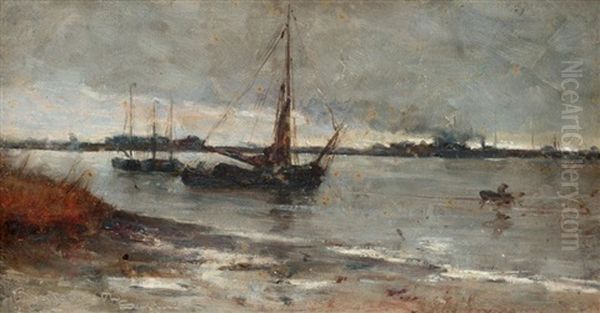 Barges On The Scheldt - view 1