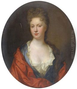 Portrait Of An Elegantly Dressed Lady,half Length, Wearing A Period Costume by Thomas Murray