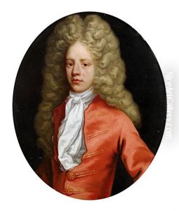 Portrait Of A Gentleman In A Red Coat And A White Jabot (+ Portrait Of A Lady In A Blue And Gold Dress And A White Chemise; Pair)