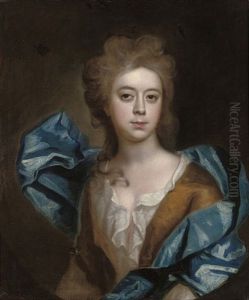 Portrait Of A Lady, In A Yellow Dress And Blue Wrap