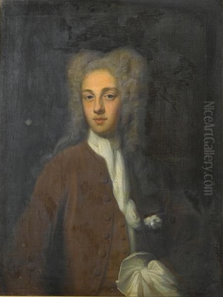 Portrait Of A Young Man, Half-length, In A Brown Coat With A White Stock - view 1