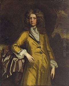 Portrait Of A Gentleman (sir Bulstrode Whitelock?) In A Yellow Coat Against A Rocky Outcrop