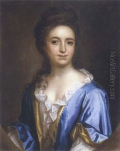 Portrait Of A Lady Wearing A Blue And Yellow Dress