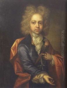 Portrait Of A Boy In A Blue Coat And Red Robe, A Parrot Perched On His Left Hand