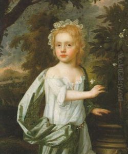 Portrait Of A Small Child, Three-quarter Length, Standing By A Flowering Orange Tree In A Landscape