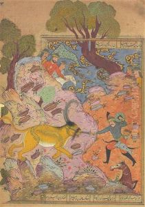 The Killing Of A Mythical Feline Beast And The Killing A Dragon (2 Works) by Muin Musavvir