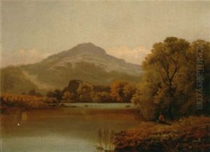 A Lady At The Banks Of A River At Sunset by Francis Sydney Muschamp