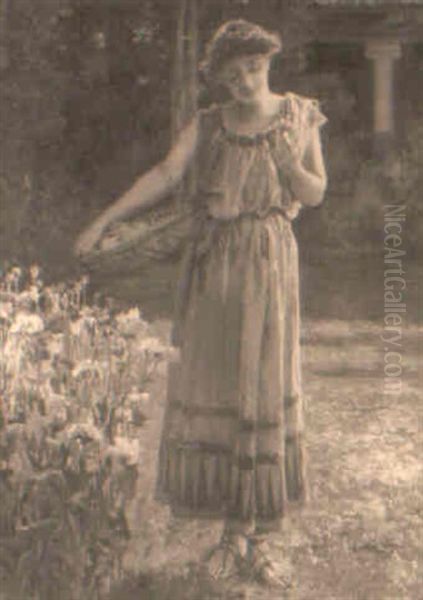 Poppy Gathering In A Roman Garden - view 1