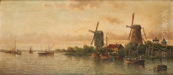 Fin D"un Jour D"ete Sur La Meuse Pres De Rotterdam - view 1