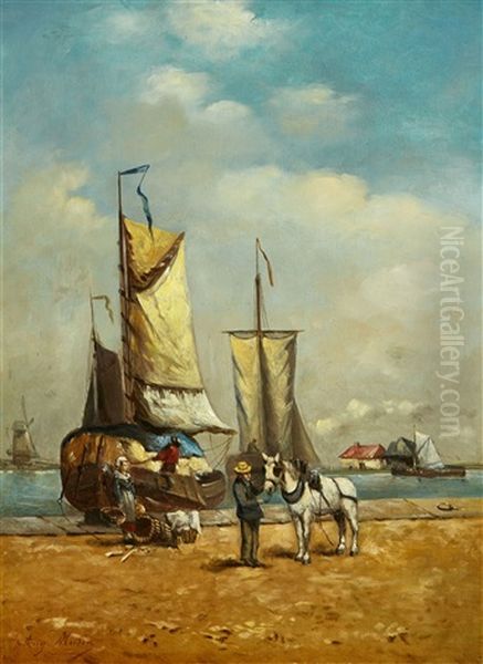Harbour Scene With Sailing Ships - view 1
