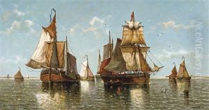 Spring Morning - Calm On The The Moerdijk, Holland by Auguste Henri Musin