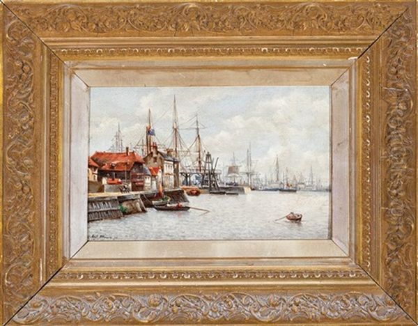 Harbor Scene, Possibly Antwerp On The Scheldt River - view 1
