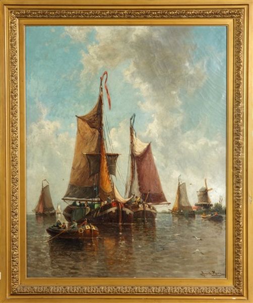 Boats In Harbor, Holland - view 1