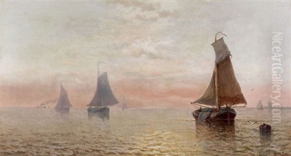 Brumes Matinales, Calme Sur Le Zuyderzee, En Hollande - view 1