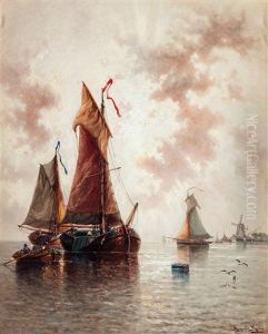 Apres-midi Ensoleille Sur Le Moerdyk En Hollande by Auguste Henri Musin
