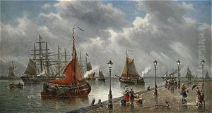 Journee Pluvieuse Le Quai De Nordrecht - Hollande by Auguste Henri Musin
