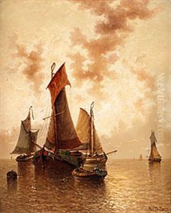 Rayons Dores, Calme Sur L'escaut En Hollande by Auguste Henri Musin