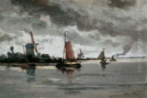 Segelboote Vor Der Kuste by Auguste Henri Musin