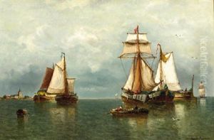 Journee D'automne Sur Le Zuyderzee (holland): Shipping On The Zuiderzee, Holland by Auguste Henri Musin