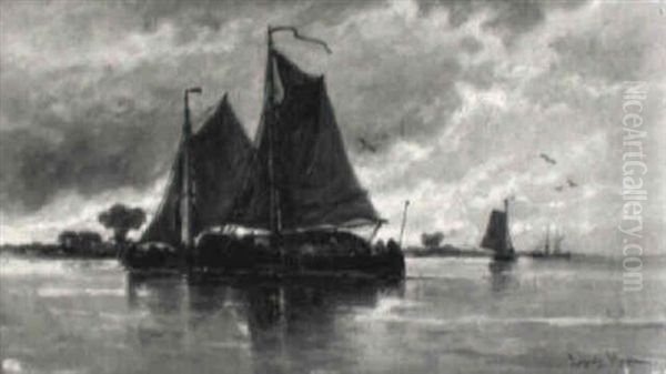 River-vessels At Full Sail Off The Coast Of Antwerp(?) - view 1