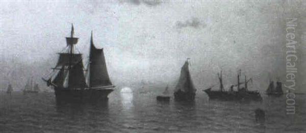 Segelschiffe Vor Untergehender Sonne - view 1