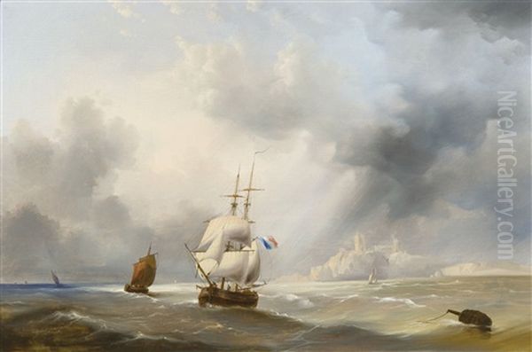 Sailing Ships Along The Coast Of Dover - view 1