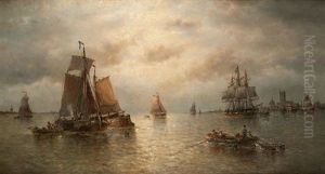 La Meuse A Dordrecht by Francois-Etienne Musin