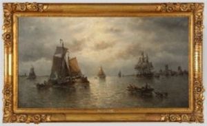 La Meuse A Dordrecht by Francois-Etienne Musin