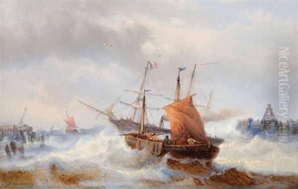 Vissersboten Bij Woelige Zee - view 1