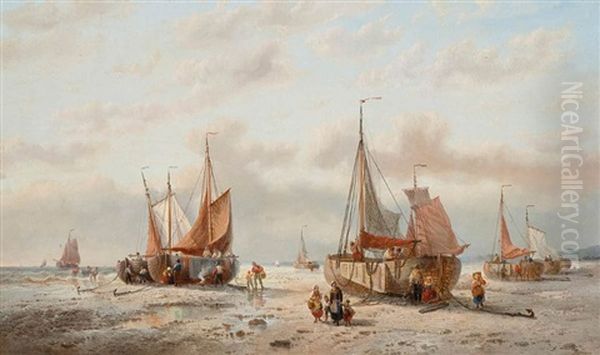 The Return Of The Fishermen At Sunset - view 1