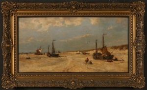 On The Beach At Katwick by Francois-Etienne Musin
