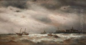 Remorqueur A Vapeur Devant La Digue D'ostende by Francois-Etienne Musin