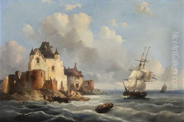 Vue D'un Port Avec Trois-mats Hollandais - view 1