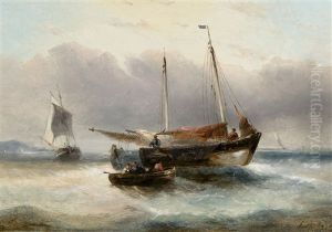 Marine - Bateau Sur La Plage (2 Works) by Francois-Etienne Musin