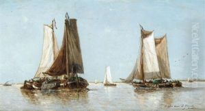Voiliers Pres De La Cote by Francois-Etienne Musin