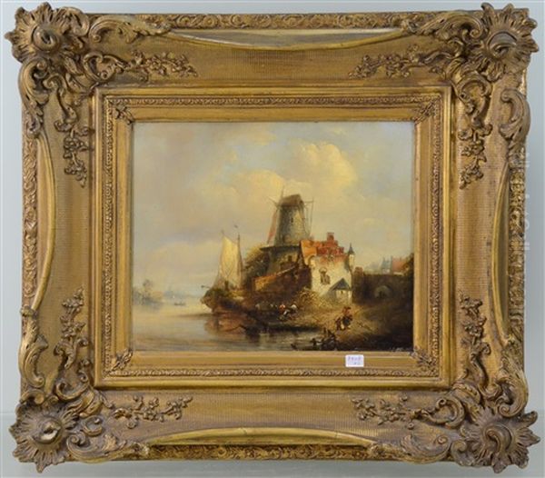 Scene De Port Animee Avec Moulin - view 1
