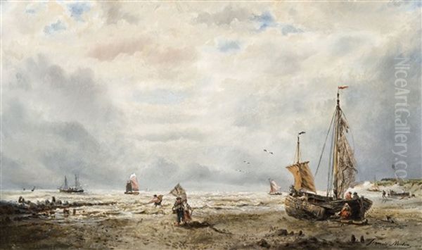 Marine Avec Pecheurs Sur La Plage - view 1