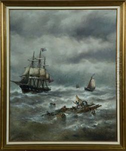 Le Coup De Vent A Blankenberghe by Francois-Etienne Musin
