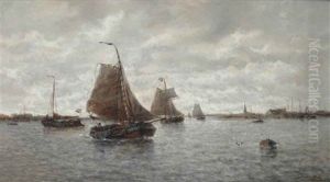 Sailing Vessels On A Busy River thumbnail